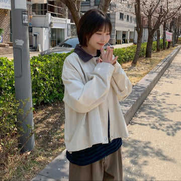 Gilton Color Matching Collar Cotton Jacket